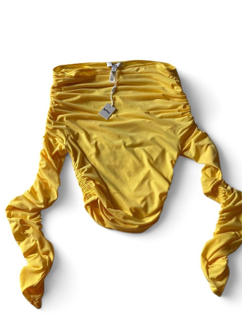 KHY Yellow Ruched Off-Shoulder Top